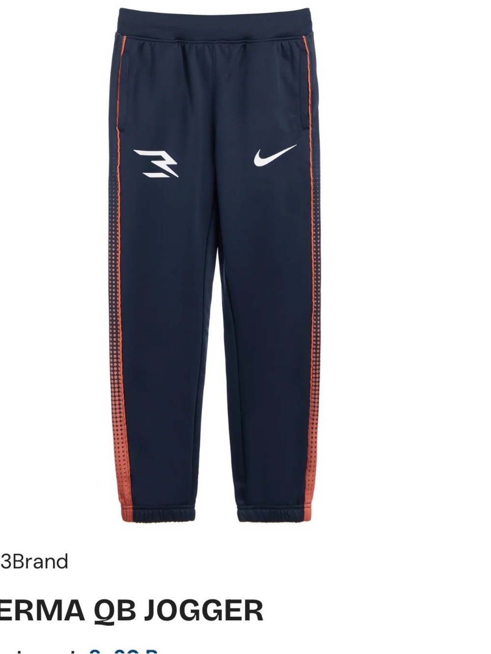 Nike 3Brand Navy Joggers with Orange Side Stripe